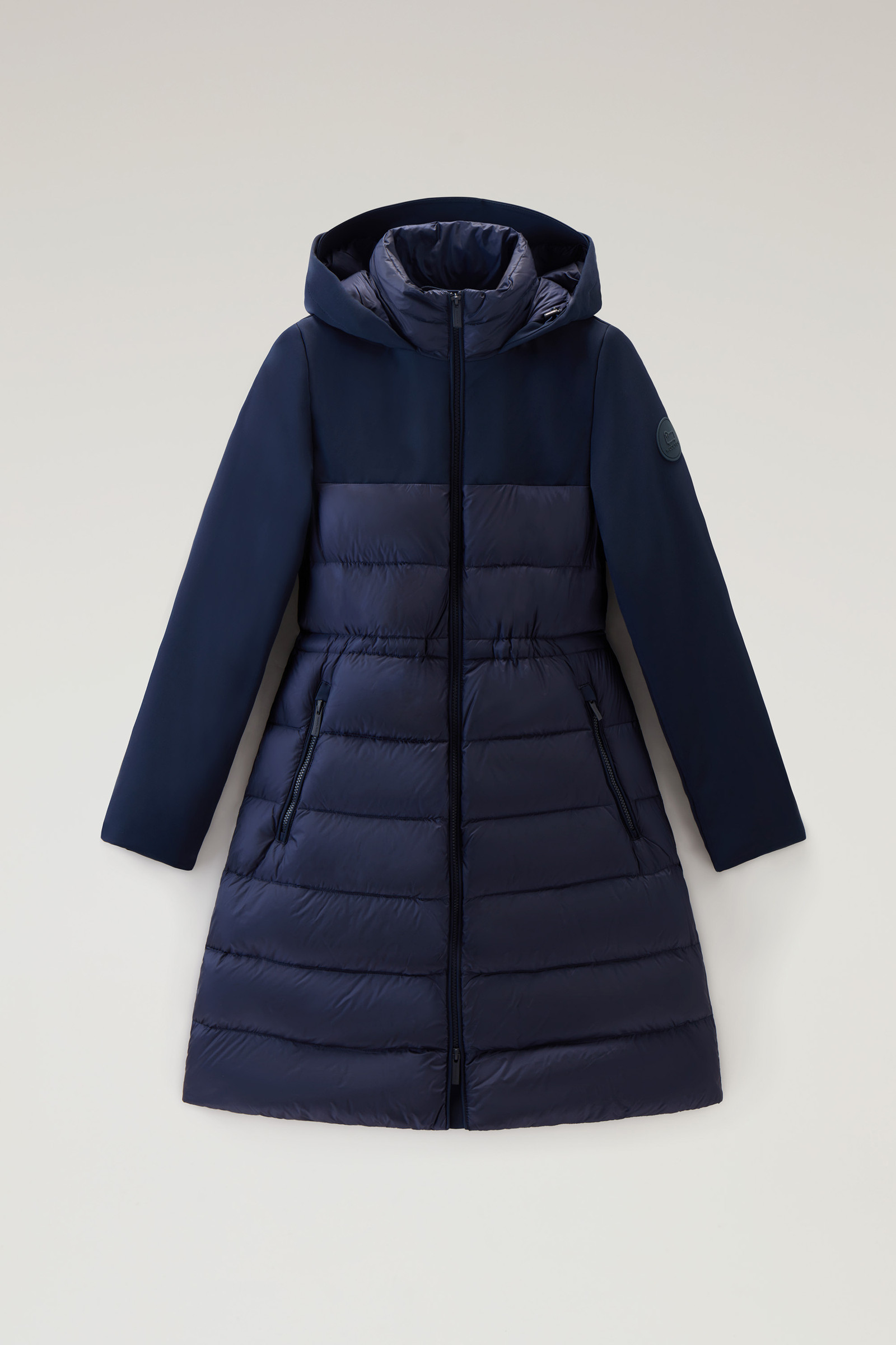 Hybrid Quilted Parka in Tech Softshell - Women - Blue