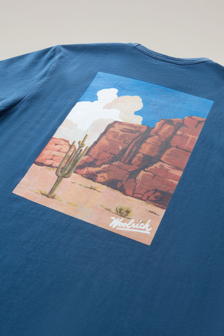 T-Shirt in Pure Cotton with Western Graphic On The Back Blue photo 7 | Woolrich