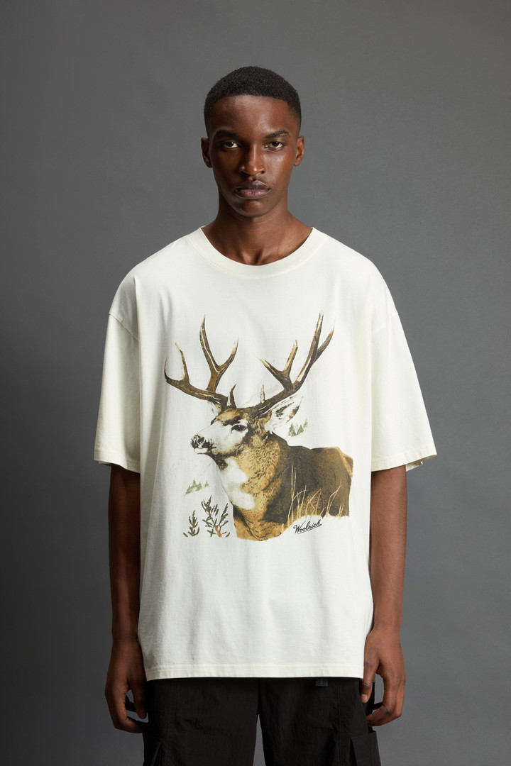 T-Shirt aus reiner Baumwolle mit Print by Todd Snyder Weiß photo 2 | Woolrich