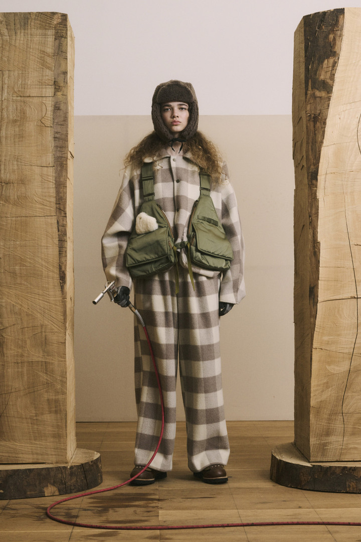 Pants in Wool and Nylon Blend with Checked Pattern Beige photo 7 | Woolrich