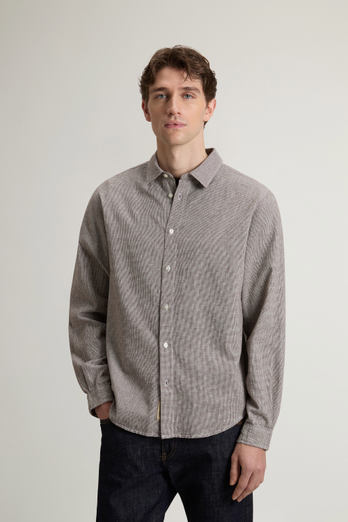 Shirt in Cotton and Linen Blend Brown photo 1 | Woolrich