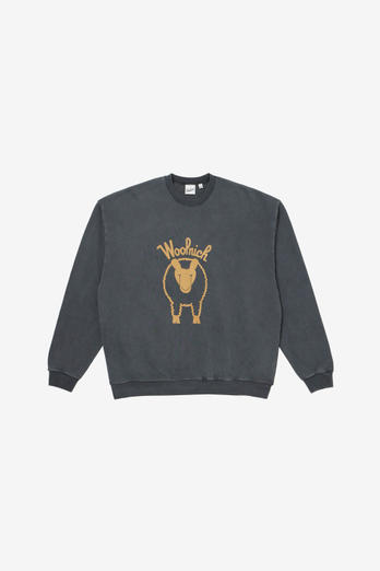 Pure Cotton Sweatshirt with Printed Logo on the Chest and Back Black | Woolrich
