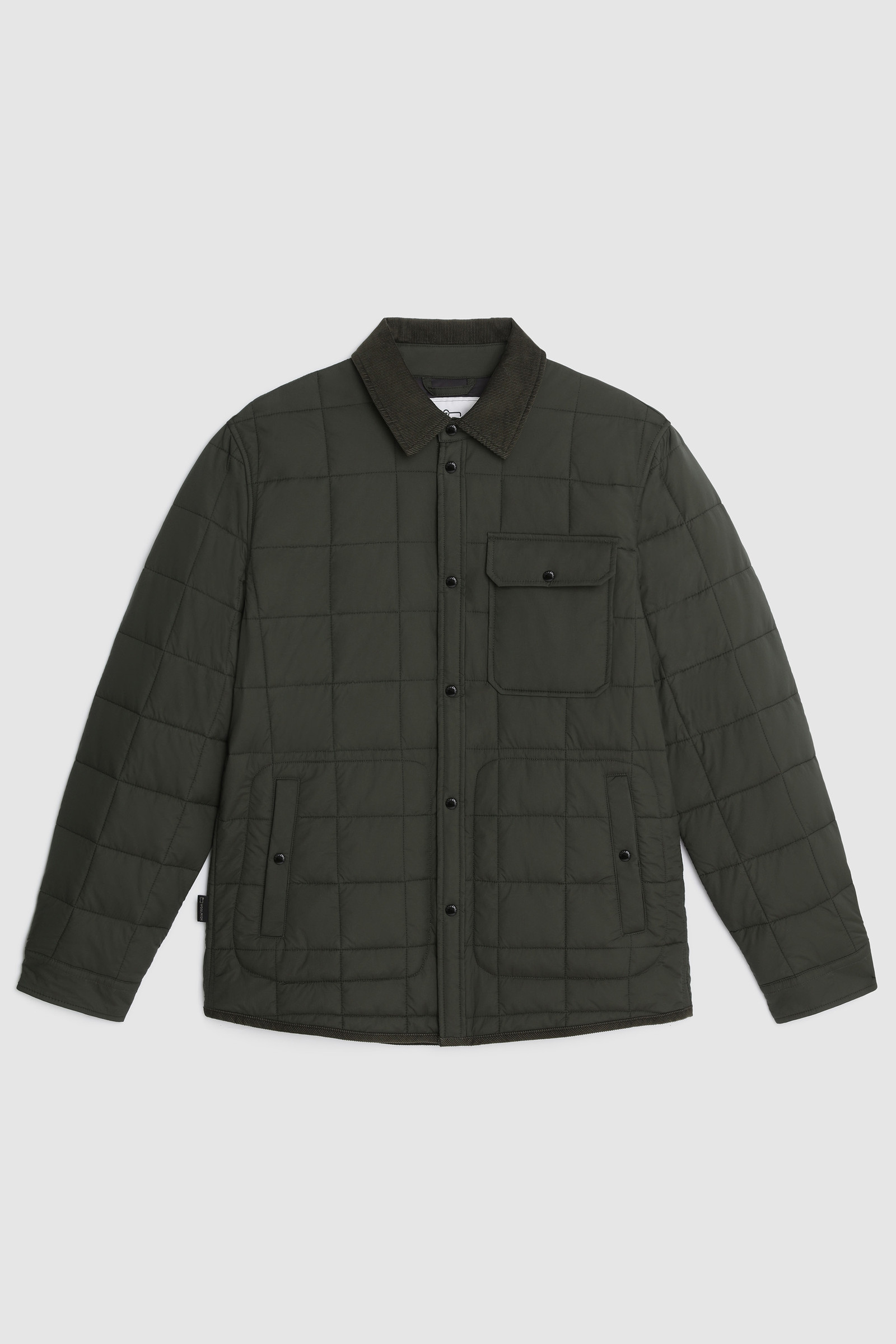 Men's Hunt Padded Overshirt in Stretch Fabric Green | Woolrich USA
