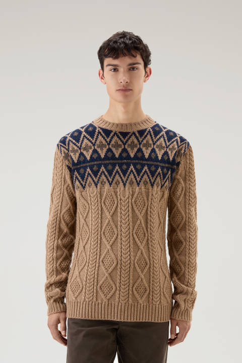 Fair Isle Pullover in Wool Blend Brown | Woolrich