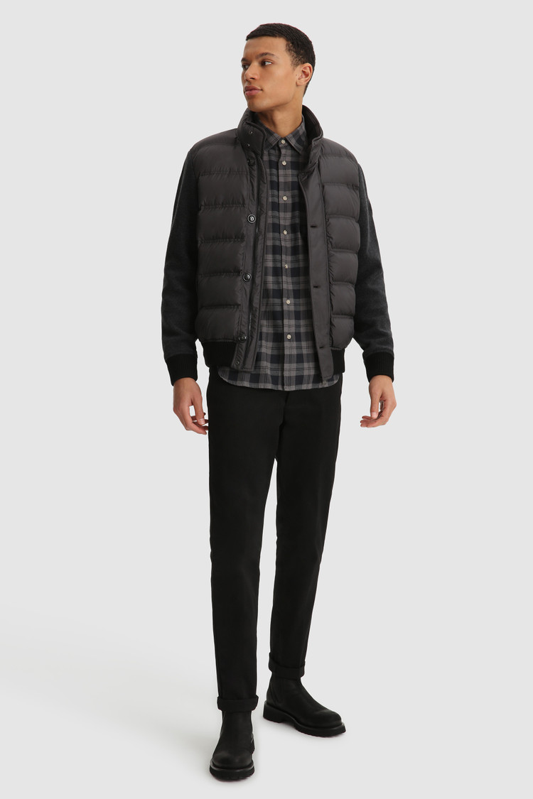 Sweater met volledige rits, gewatteerd en met gebreide mouwen