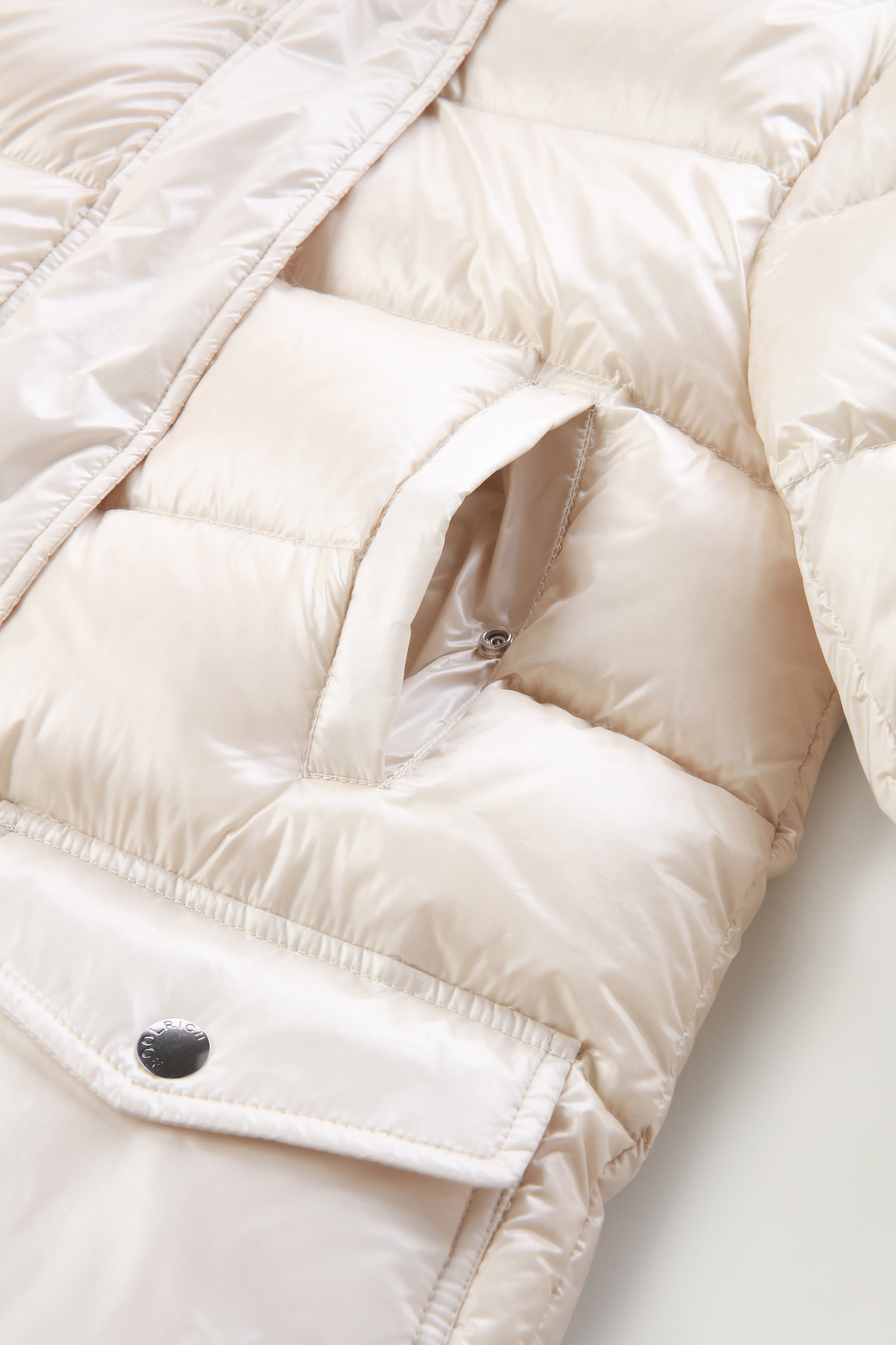 Girls' Long Down Jacket in Glossy Nylon White photo 6 | Woolrich