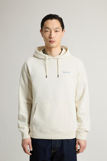 Pure Cotton Hoodie with Back Print White | Woolrich