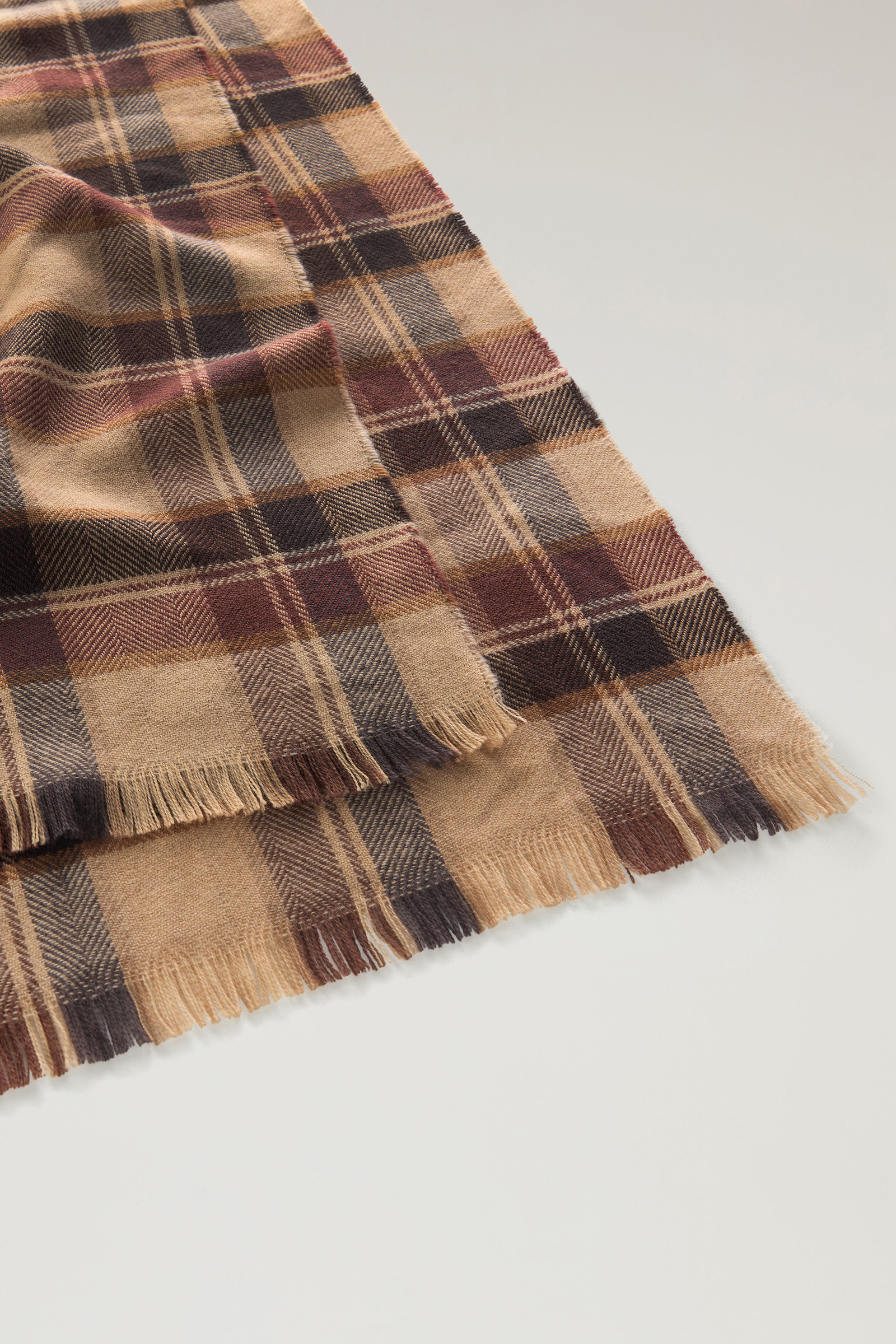 Geruite sjaal van wol- en kasjmiermix bruin photo 3 | Woolrich