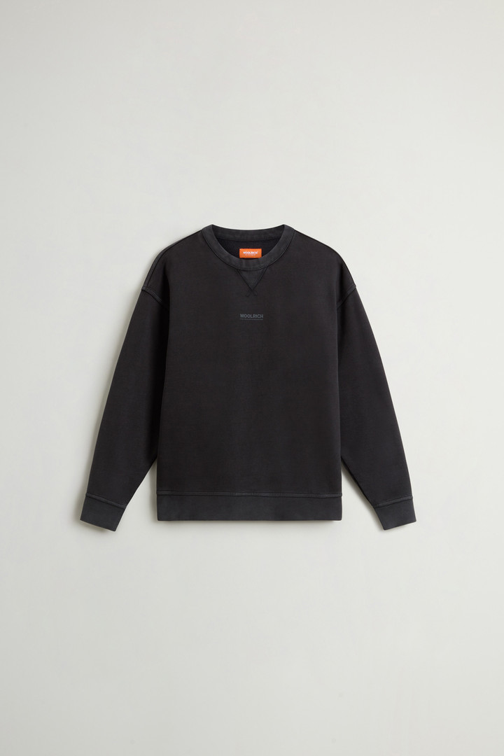 Teen Boys’ Garment-Dyed Pure Cotton Crewneck Sweatshirt with Rear Print Black photo 1 | Woolrich