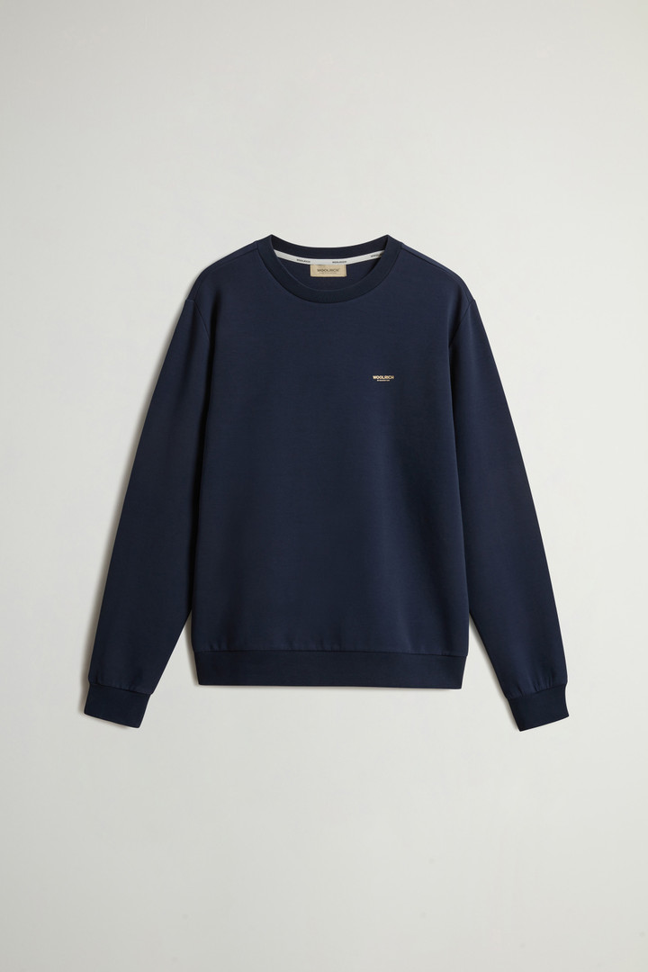 Crewneck Sweatshirt in Cotton-Blend Interlock with Logo Blue photo 5 | Woolrich