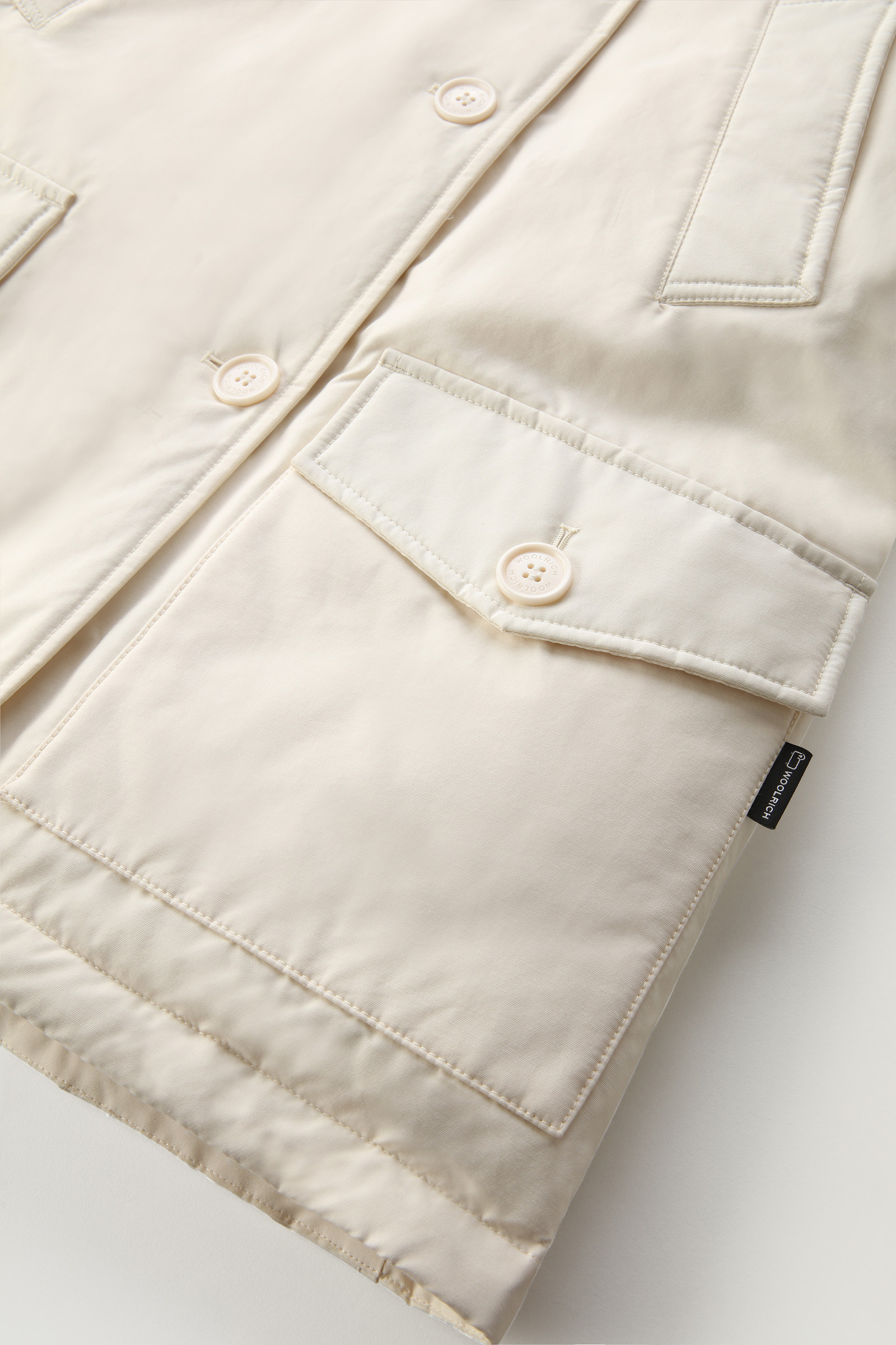 Arctic Parka in Ramar Cloth with Four Pockets and Detachable Fur Trim White photo 9 | Woolrich