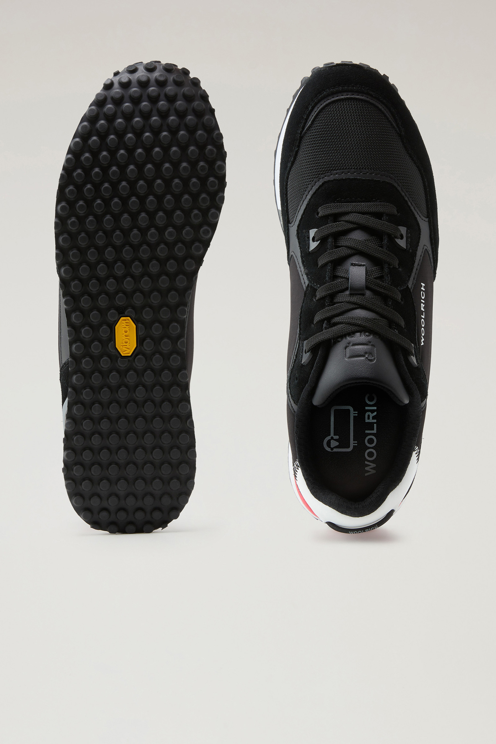 Sneakers Retro en cuir avec détails en nylon noir photo 4 | Woolrich