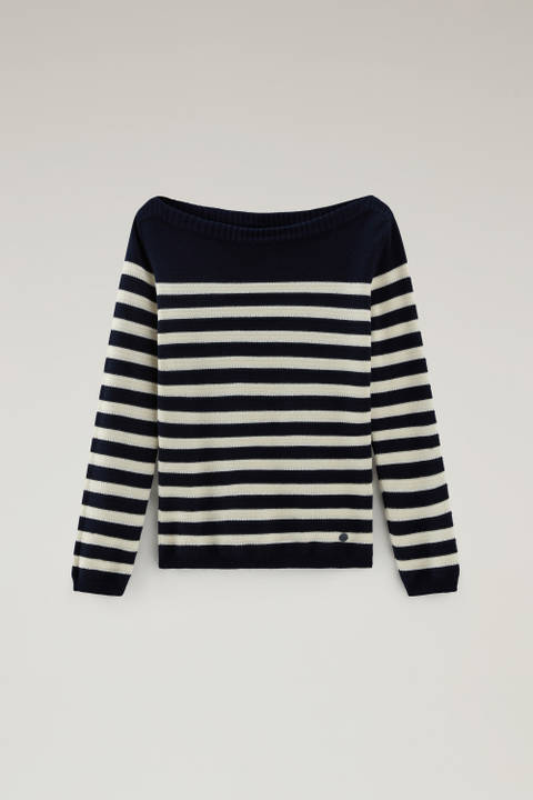 Pull en pur coton à col bateau Bleu photo 2 | Woolrich