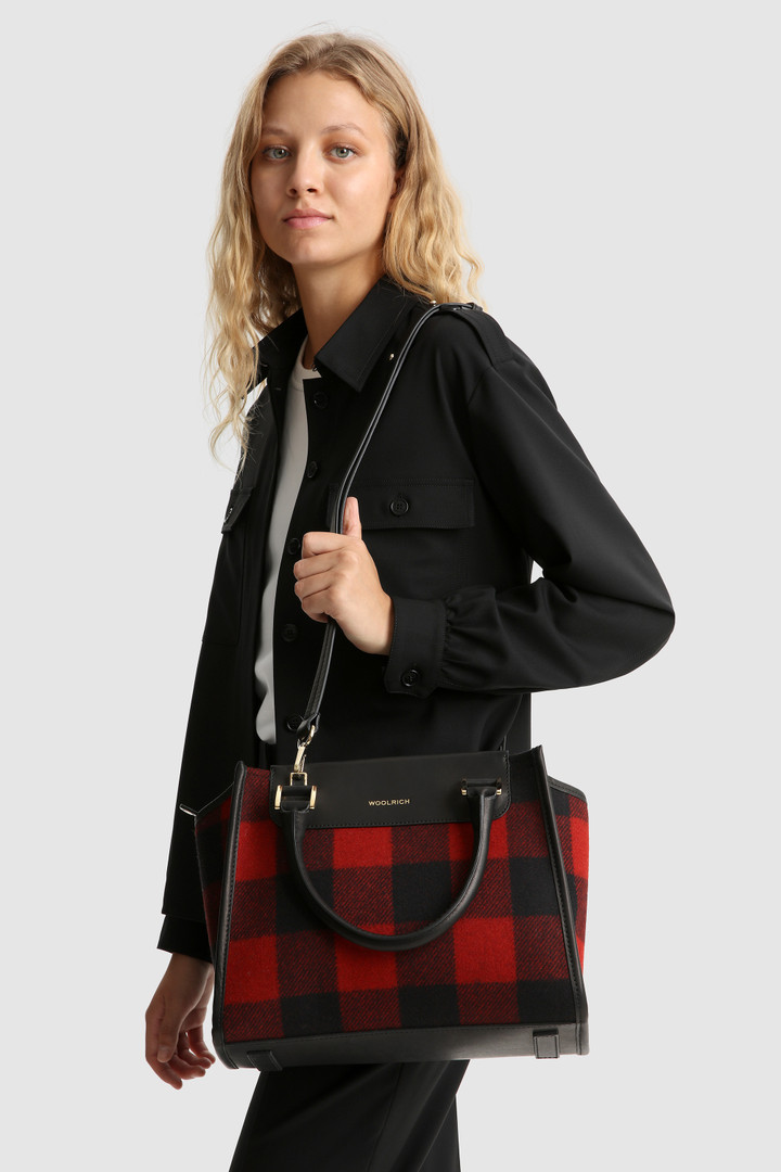 Wool Tote Bag with check pattern