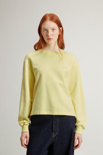 Rundhals-Sweatshirt aus reiner Baumwolle Gelb | Woolrich