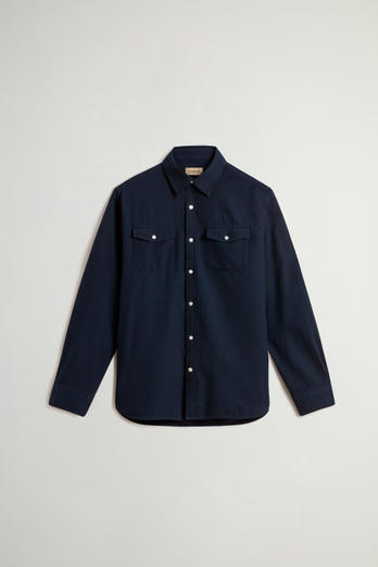 Pure Madras Cotton Flannel Checked Shirt Blue | Woolrich
