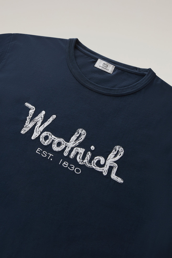 Pure Cotton Embroidered T-Shirt Blue photo 6 | Woolrich