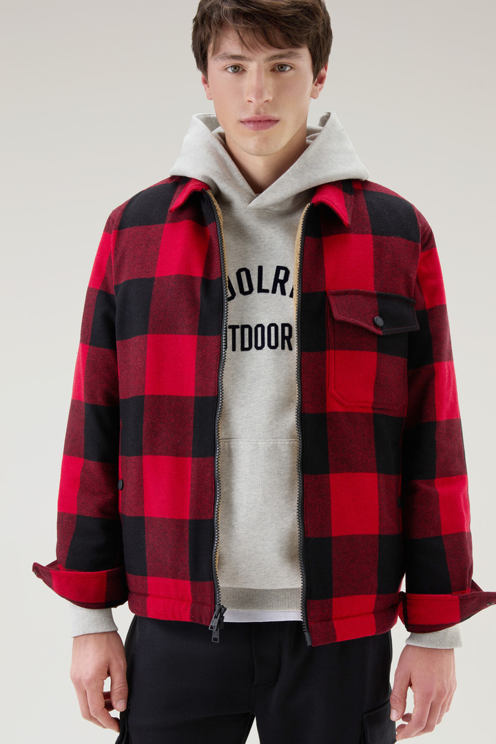 Overshirt in Recycled Italian Wool Blend with Sherpa Lining Red photo 4 | Woolrich