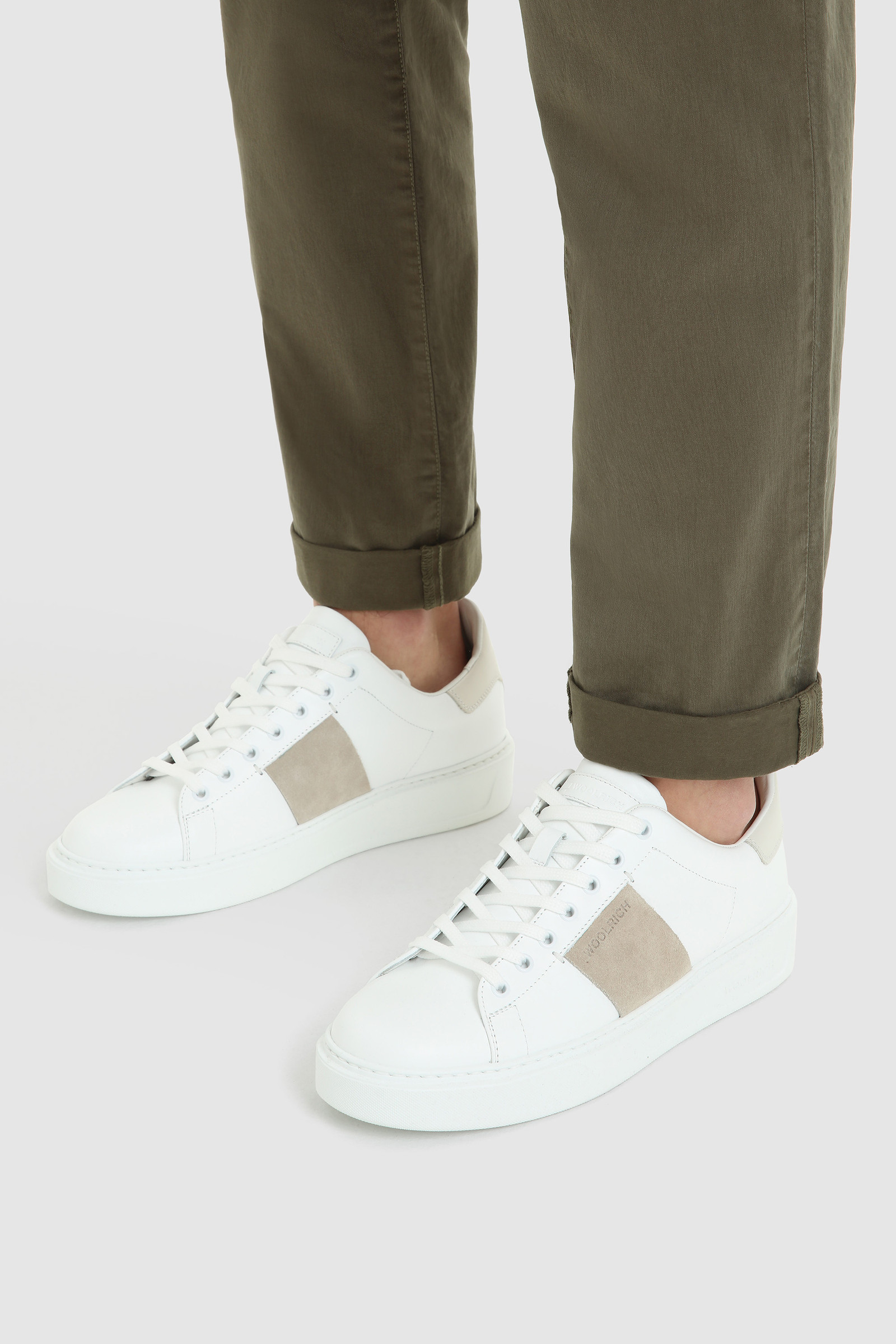 Zapatillas Classic Court de cuero suave con banda de ante blanco photo 6 | Woolrich