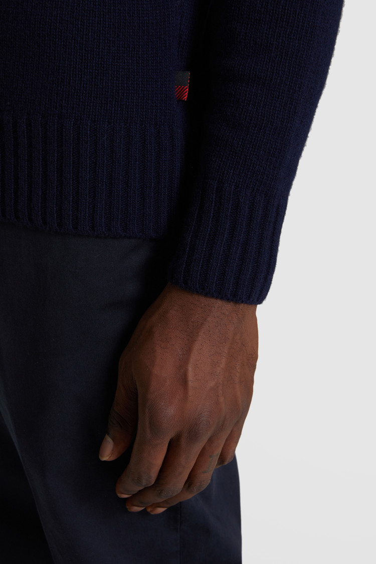 Maglione in lana girocollo color block