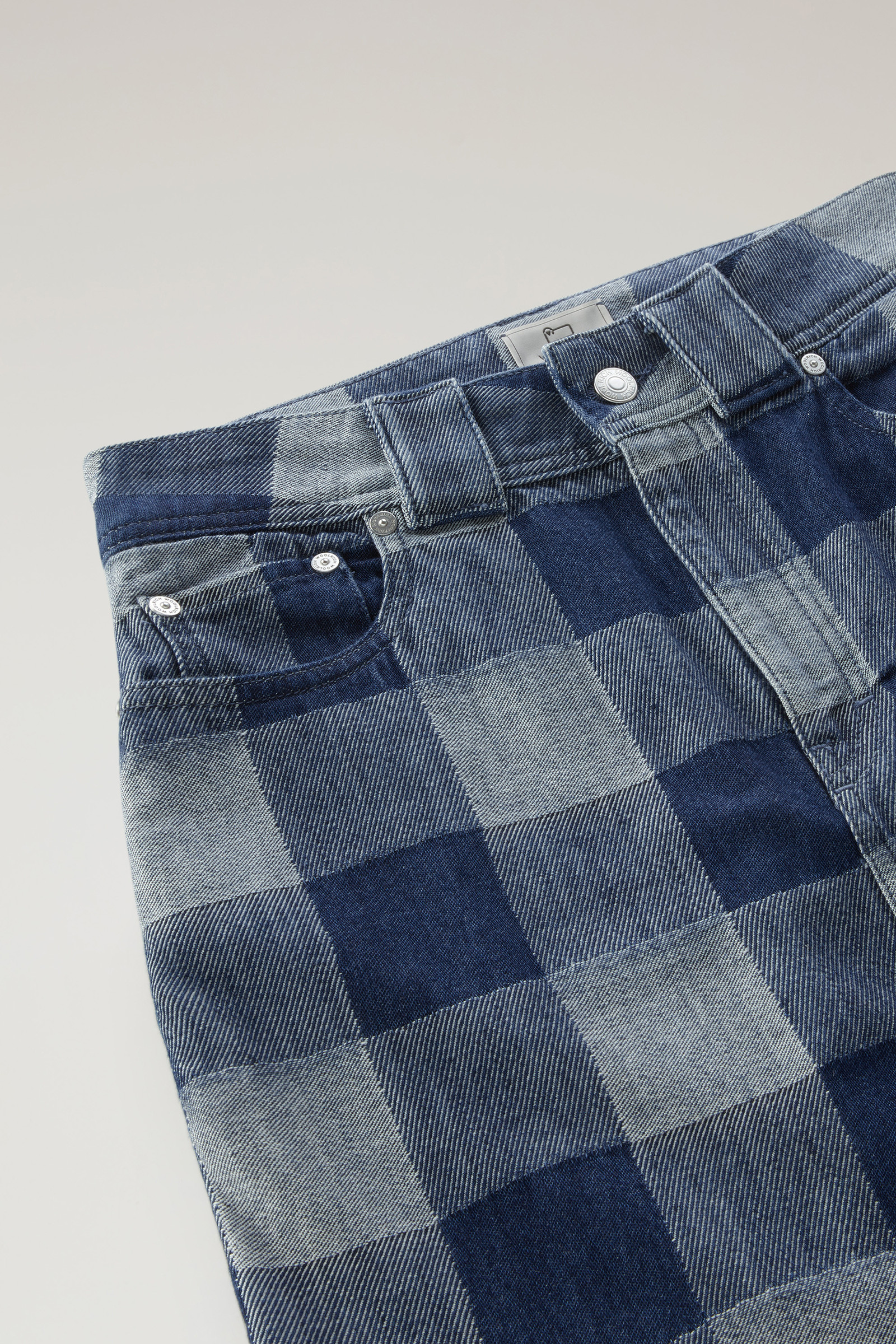Minigonna a quadri in denim di puro cotone blu photo 6 | Woolrich