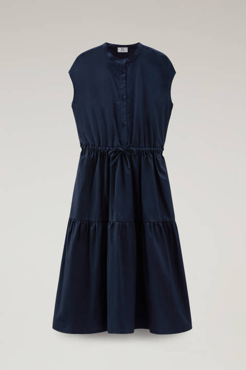 Zuiver popeline katoenen jurk met ruches Blauw photo 2 | Woolrich