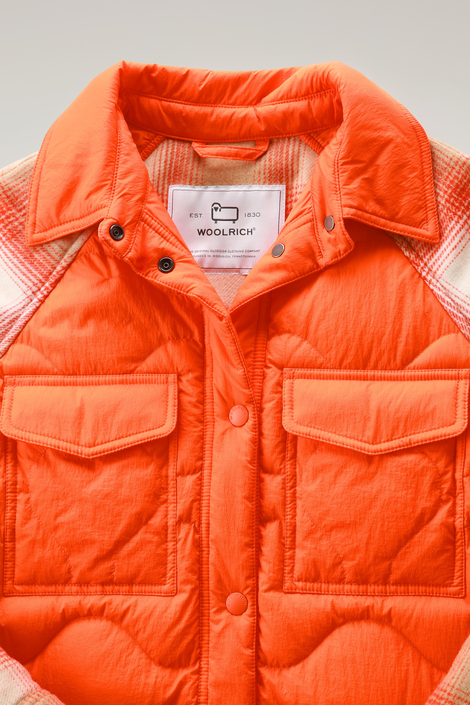 Crinkle Nylon Alba Overshirt with Wool Sleeves Red photo 6 | Woolrich
