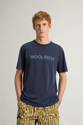 Stückgefärbtes T-Shirt aus leichter reiner Baumwolle Blau | Woolrich