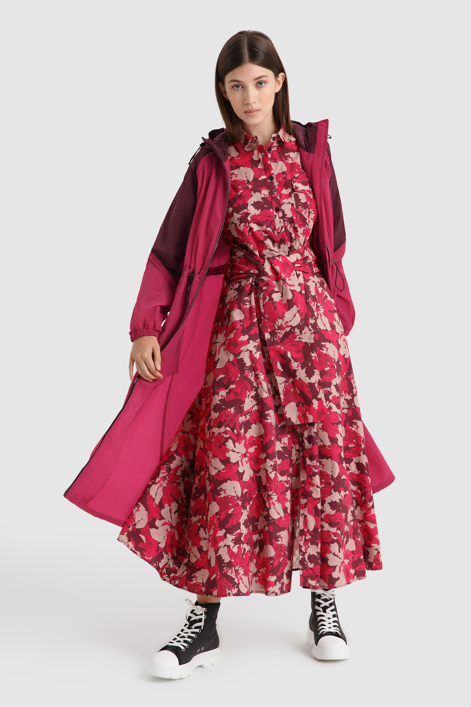Long Wilderness Dress in Cotton Poplin Red photo 2 | Woolrich