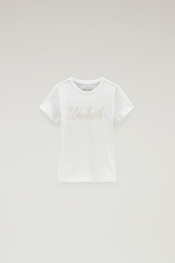 Girls' Logo T-Shirt in Pure Cotton White | Woolrich