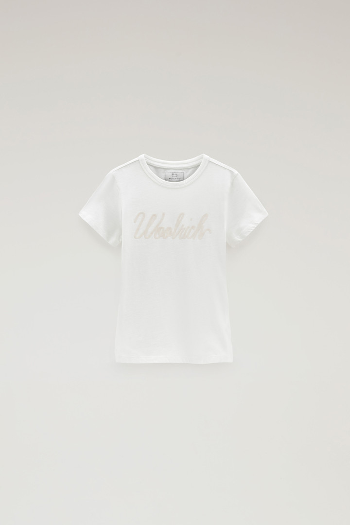 T-shirt pour fille en pur coton avec logo Blanc photo 1 | Woolrich