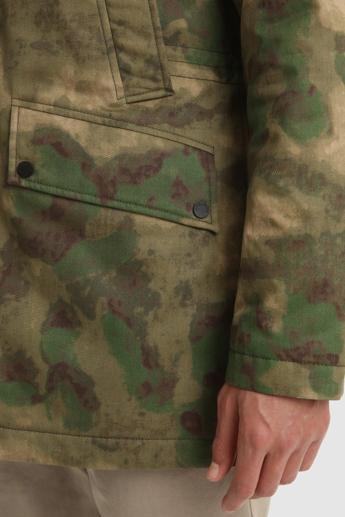 Polar Parka in British Millerain Camou Waxed Cotton Green photo 2 | Woolrich