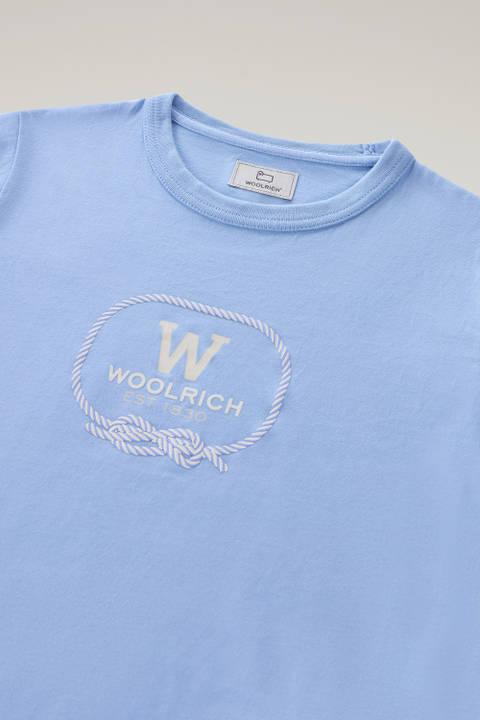 Boys' Pure Cotton T-Shirt with Graphic Print Blue photo 2 | Woolrich