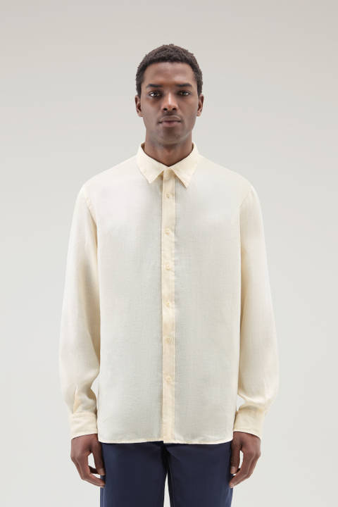 Garment-Dyed Pure Linen Shirt White | Woolrich