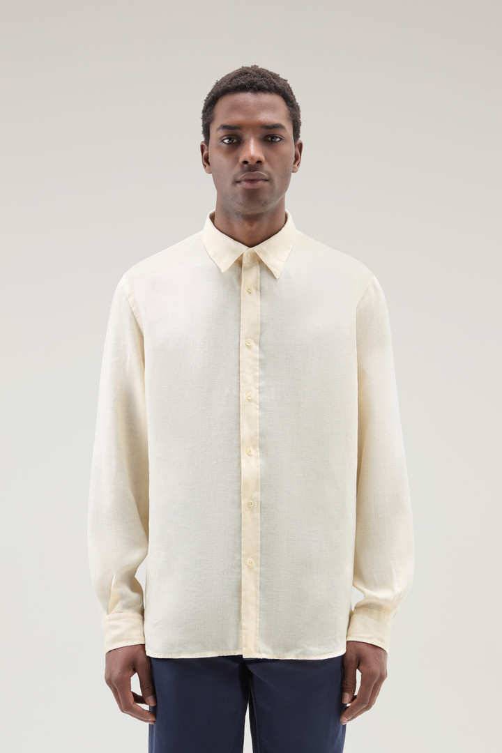 Overhemd van achteraf geverfd, zuiver linnen Wit photo 1 | Woolrich