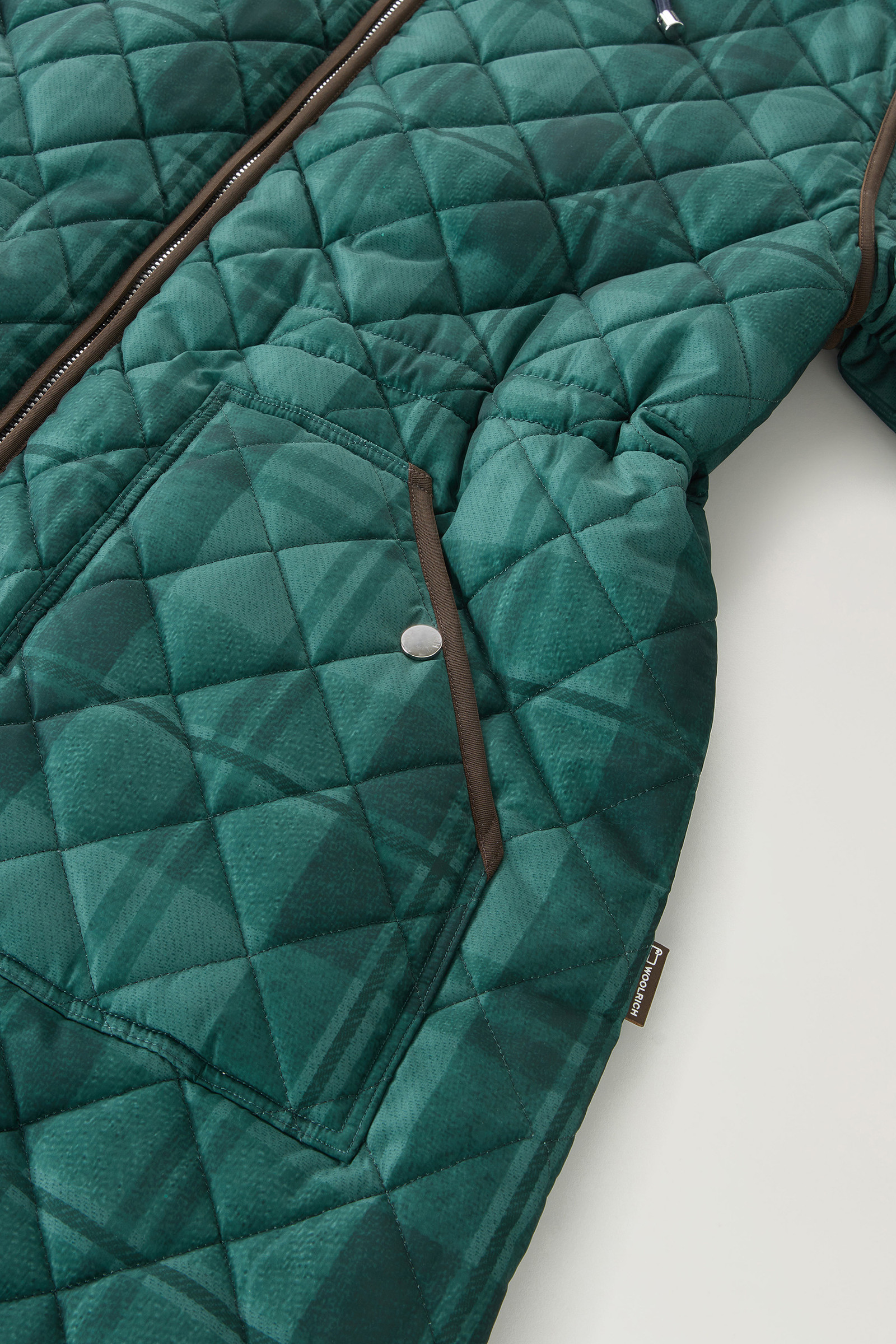 Patchwork Parka matelassée avec doublure en nylon satiné vert photo 7 | Woolrich