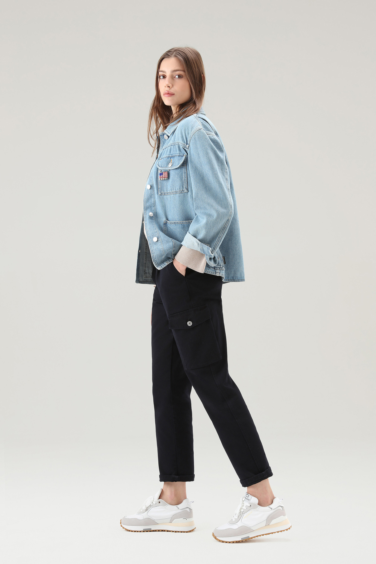 Jacket in Stoned-washed Pure Cotton Denim Blue photo 2 | Woolrich