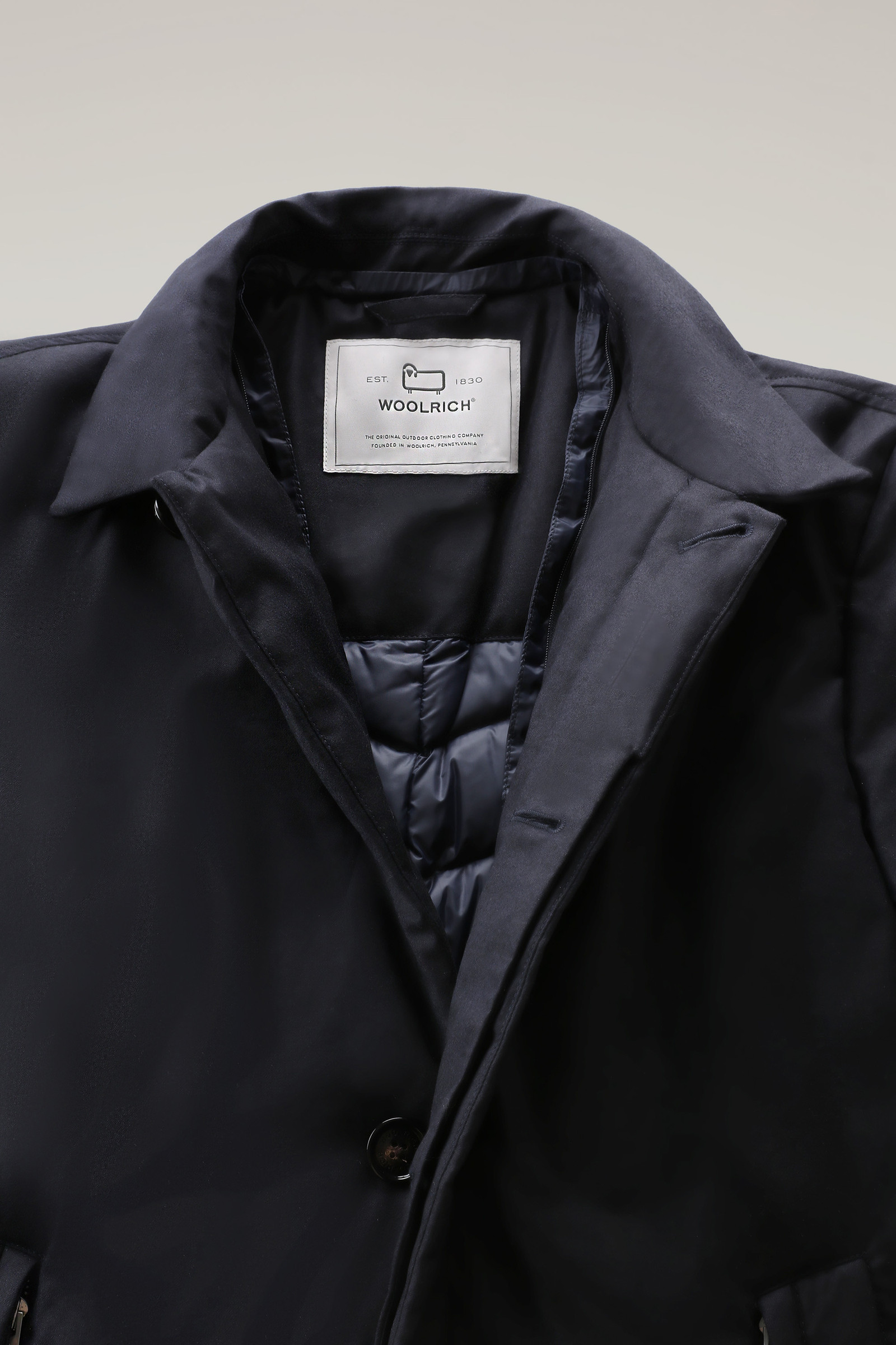 Luxury 2-in-1 jas van fijne Italiaanse wol en zijde, gemaakt van Loro Piana-stof blauw photo 7 | Woolrich