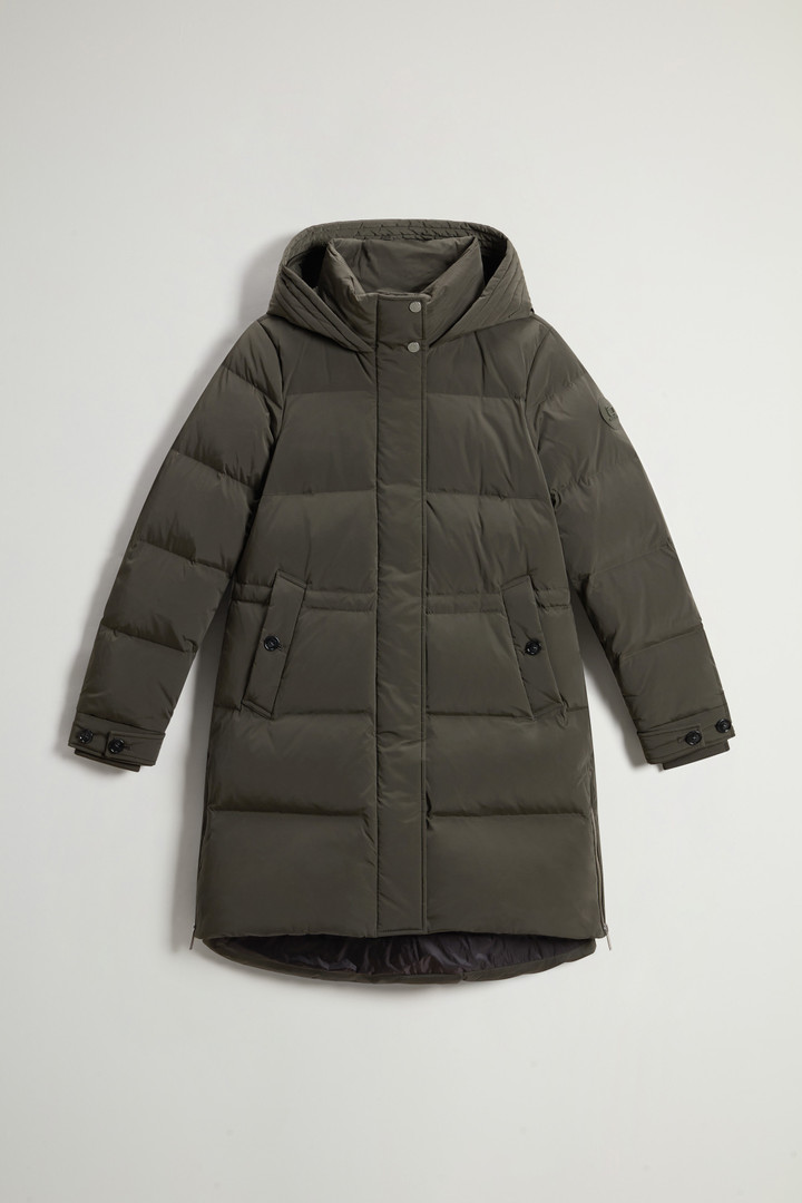 Hooded Alsea Down Jacket in Stretch Nylon Green photo 5 | Woolrich