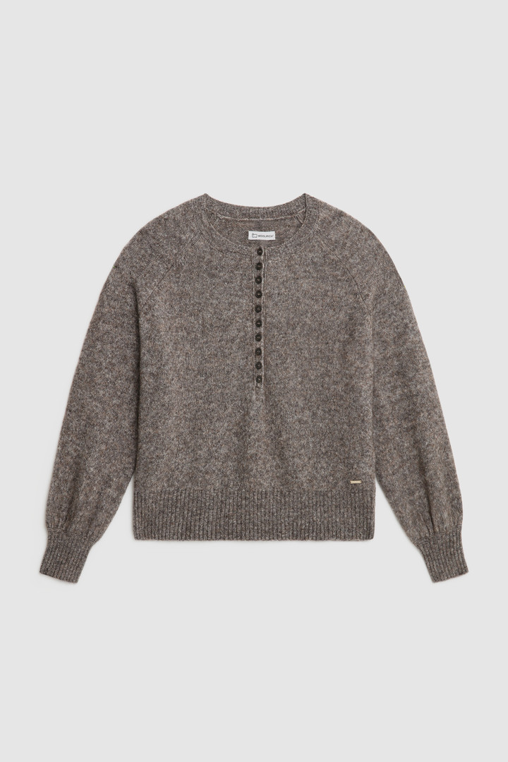 Stretch Henley Sweater in wool blend