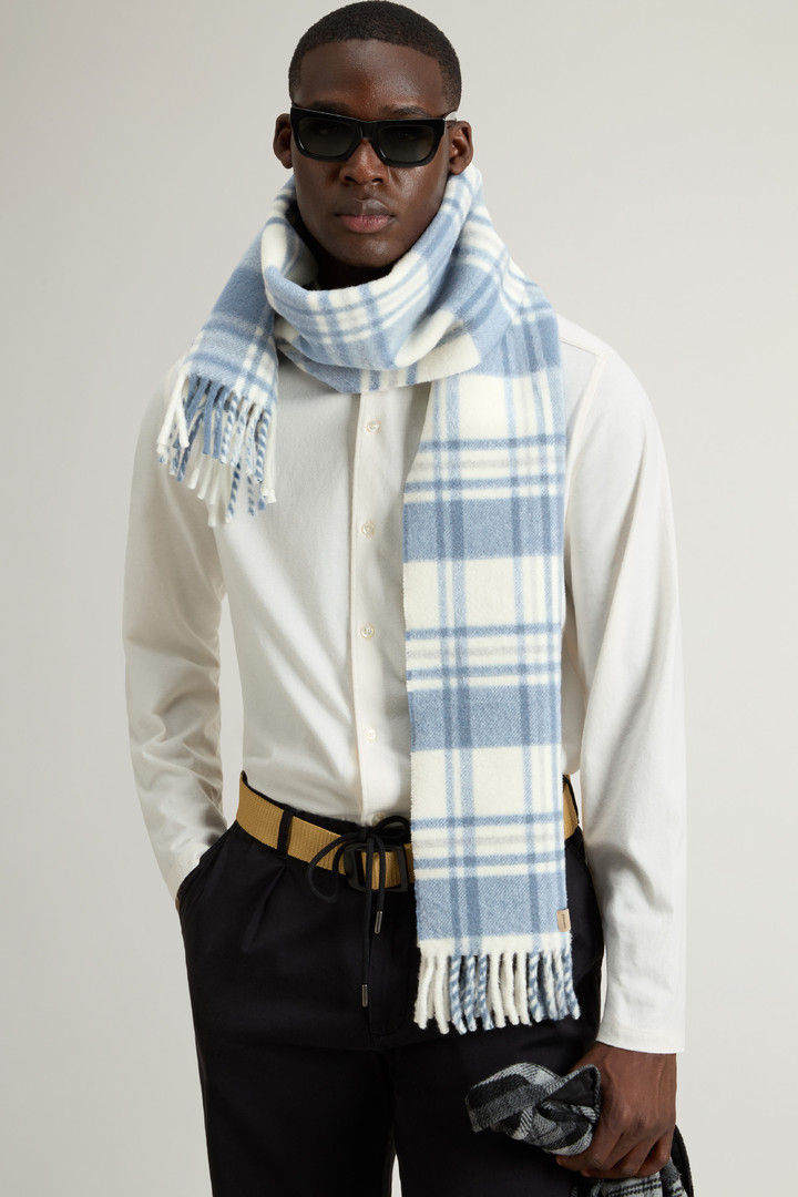 Scarf in Pure Wool with Checked Pattern Blue photo 4 | Woolrich
