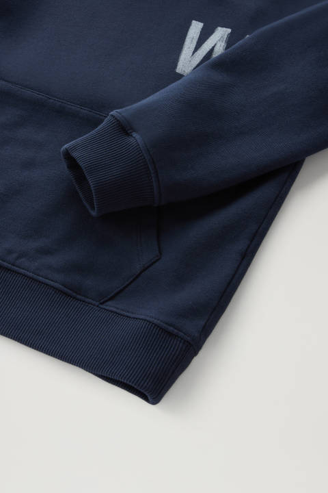 Sweat-shirt à capuche pour garçon en pur coton Bleu photo 2 | Woolrich