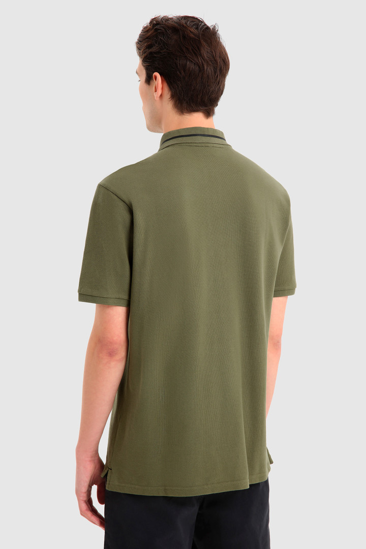 Polo in puro cotone con logo vintage sul colletto verde photo 3 | Woolrich