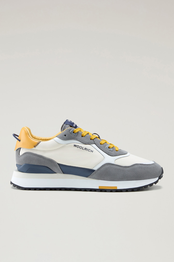 Retro Leather Sneakers with Nylon Details Gray photo 1 | Woolrich