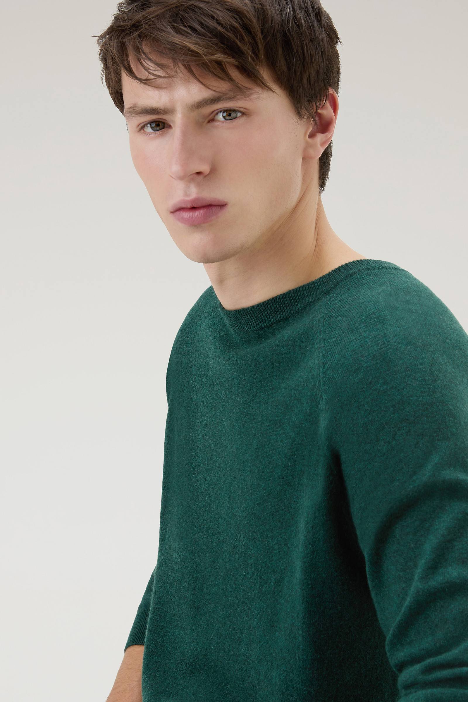 Men's Luxe Crewneck Sweater in Pure Cashmere Green | Woolrich USA