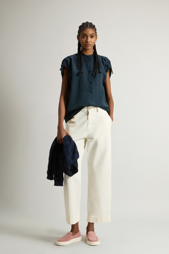 VISCOSE LINEN BLOUSE Blue photo 2 | Woolrich