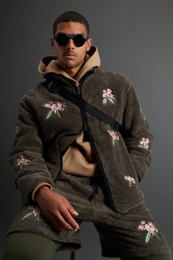 Sherpa Fleece Sweatshirt with Floral Embroidery by Todd Snyder Green photo 4 | Woolrich