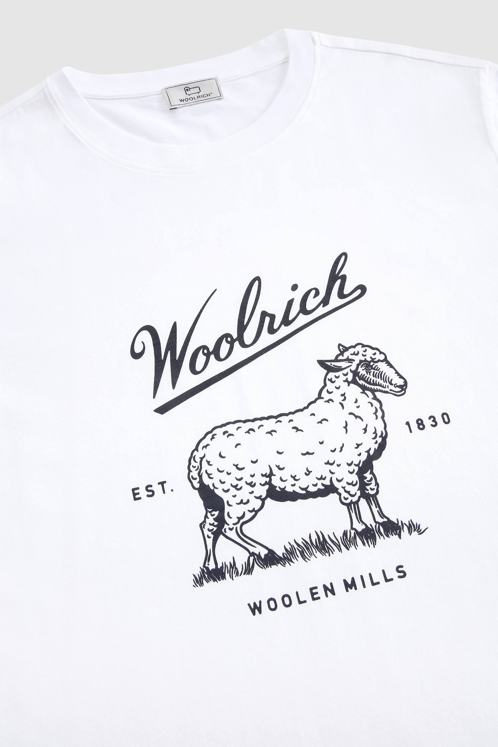Camiseta de algodón ecológico con logotipo en el pecho blanco photo 5 | Woolrich