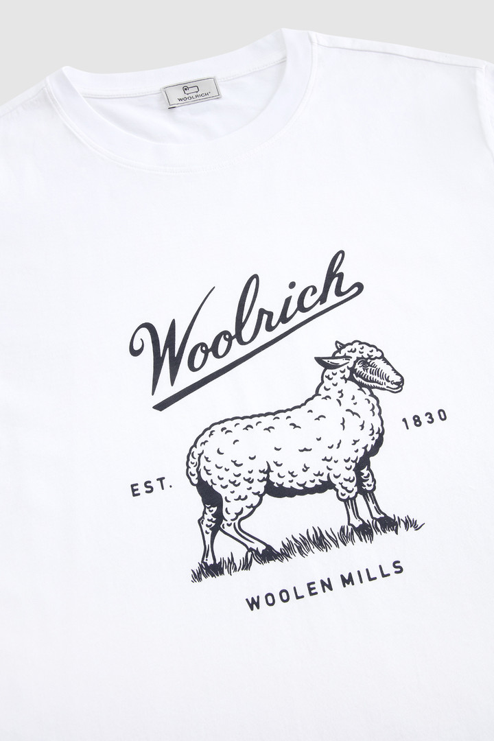 Camiseta de algodón ecológico con logotipo en el pecho blanco photo 5 | Woolrich