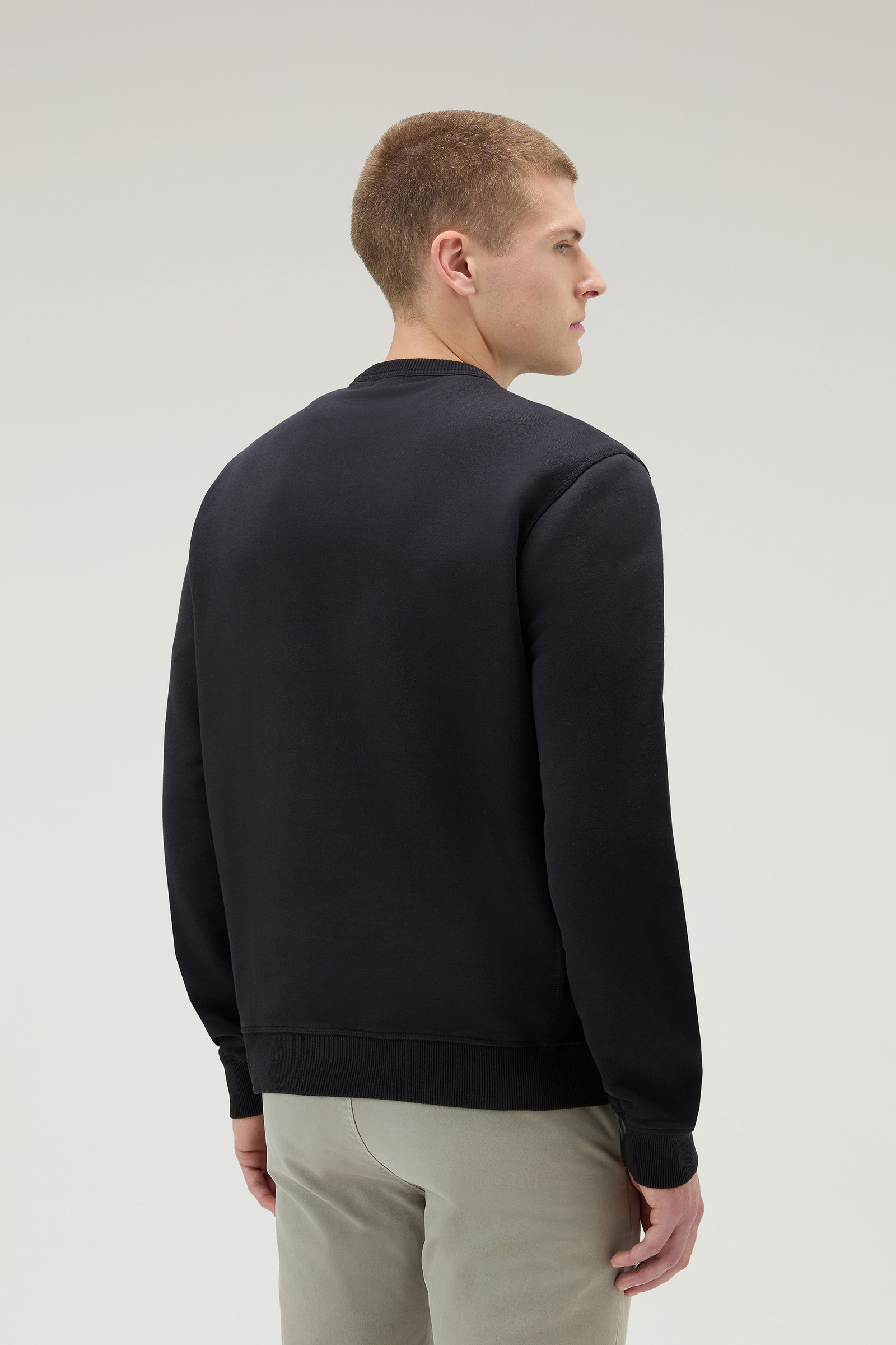 Sweat-shirt à col rond en pur coton noir photo 3 | Woolrich